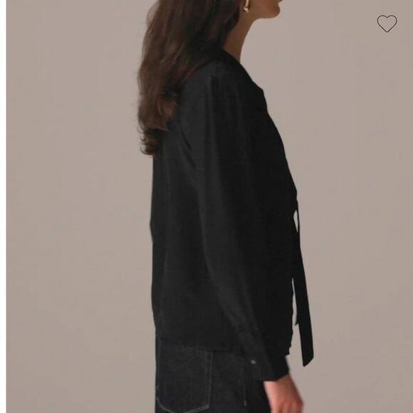 NWT J. Crew Tie-Neck Top In Crepe De Chine Black 6 - Picture 3 of 9